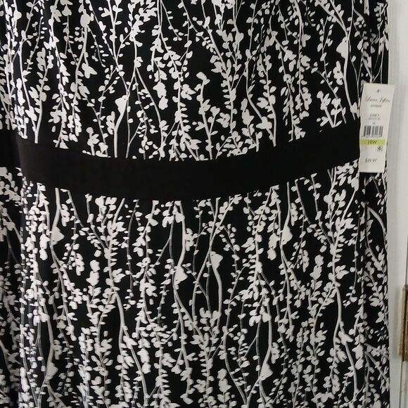 Laura Jeffries black white print  career  midi dress Sz 18W  NWT - Picture 3 of 7